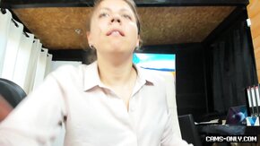 Almost caught by coworker in office