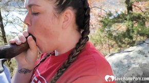 We went for a hike and she sucked on my BBC