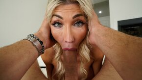 Busty milf licks ass before sucking cock