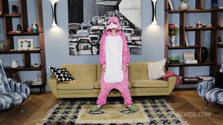 Funny babe Sweetie Plum and her first Triple Anal (4on1)! Hard penetration: TAP, TP,