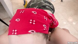 Sexy Brunette Teen Cutie: Badass Chick On Her Knees