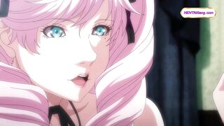 Pink haired cutie milks cock with food play and messy footjob