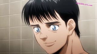 How far will muscle daddy go when a schoolboy begs for cock in a dirty washroom?