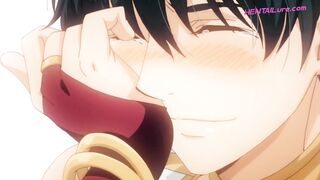 Titan dominates bride in bed after erotic anime feast