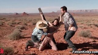 Amber Rayne Desert Spread Eagle Bondage Oral With Maestro And Claire Adams