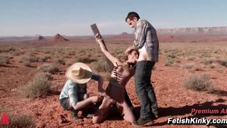 Amber Rayne Desert Spread Eagle Bondage Oral With Maestro And Claire Adams