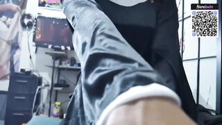 Ebony nymph in nun cosplay enjoys her stud's cock