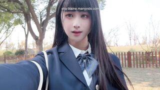 EliaBlaine - Transgirl Takes Bold Cumshots Outdoors