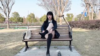 EliaBlaine - Transgirl Takes Bold Cumshots Outdoors
