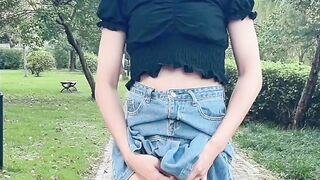 Elia Blaine - Outdoor Pissing Cum at Park