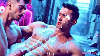 Gay cops destroy wet ass in dark street with hard anal