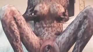 Trans Goddess Rides Huge Black Dildo