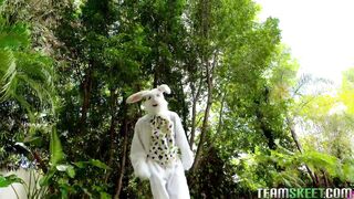 Sexy Brunette Teen Beauty: Mini Easter Bunny Babe Gets Slammed