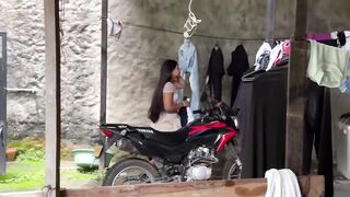 adult learner meets teacher in backyard