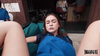 Sexy Brunette Teen Cutie: Waitress Breaks For Bf's Big Sub