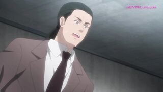 Hot MILF fucked against iron bars jailer join juicy threesome (Dubbed Hentai)